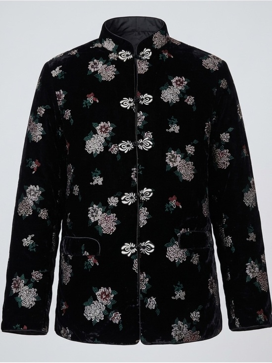 Mimi Jackets & Blazers - 🌸 Vintage MiMi Black Velvet Floral Frog Closure Tang Jacket XL 8887-16 🌸